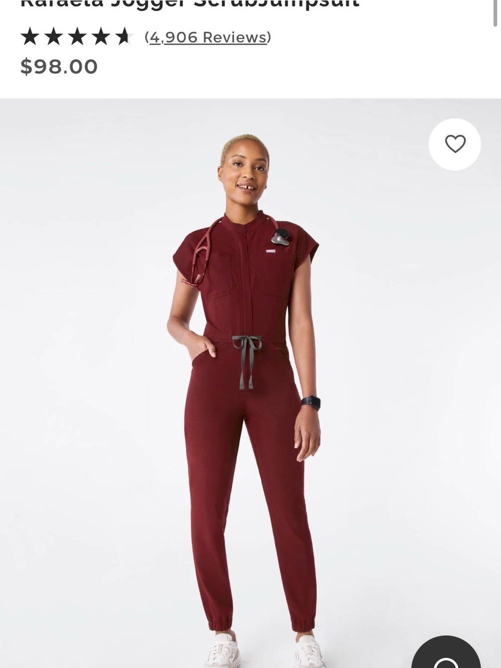 Figs Scrub Jumpsuit burgundy